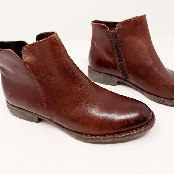 Born Leather Lauryl Brown Ankle Booties Size 7.5 - Picture 2 of 8